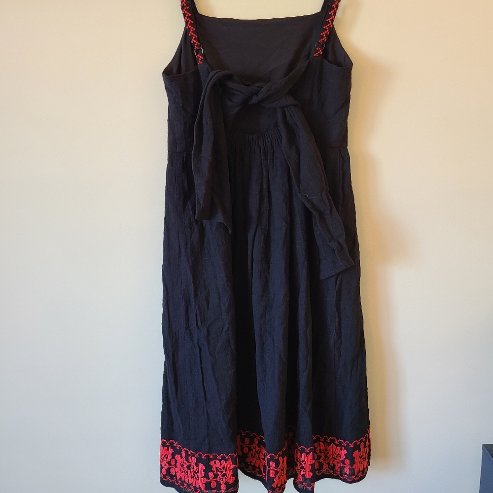 Modcloth black red embroidered tie back dress - Picture 6 of 6